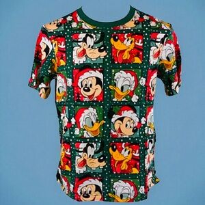 Disney Parks Mickey & Friends All Over Print Holiday Tee
